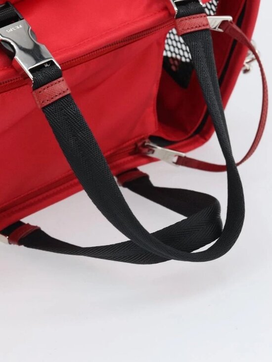 PRADA Pet Bag Pet Carry Nylon 2way Red Silver main image 15